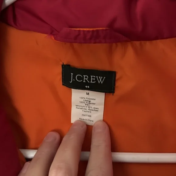 J. Crew Down Puffer Vest Pink And Orange - Picture 2 of 8